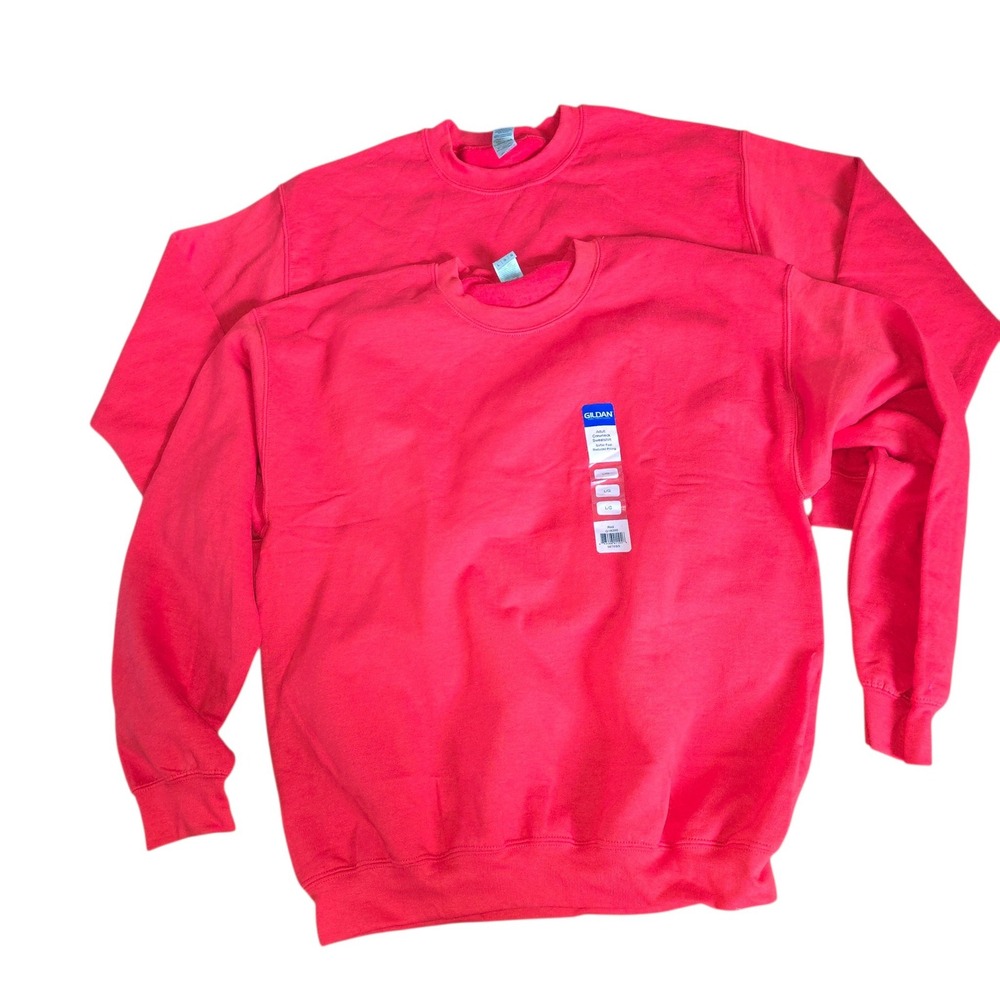 Gildan G18000 Red Crewneck Sweatshirt Bundle NWT Size Medium and Large 2 Pack